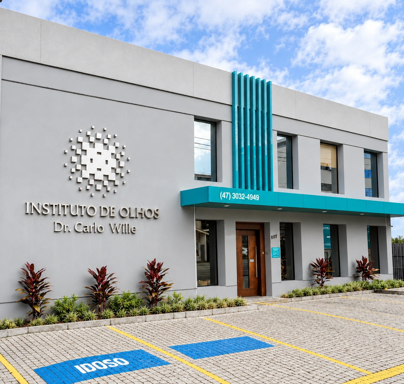 Fachada do Instituto de Olhos Dr. Carlo Wille, em imagem restaurada fornecida pela família